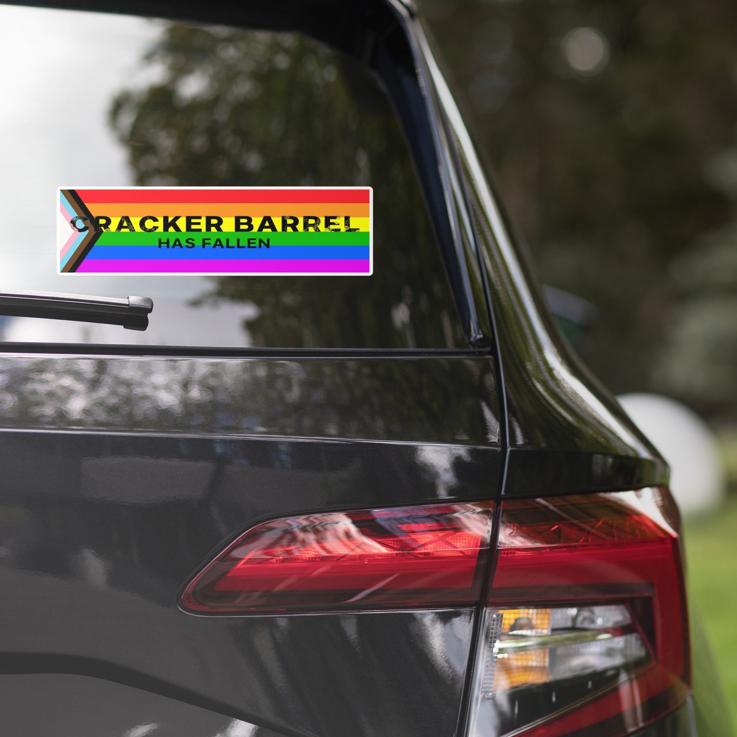 Cracker Barrel Has Fallen Pride Flag Parody Bubble-free stickers
